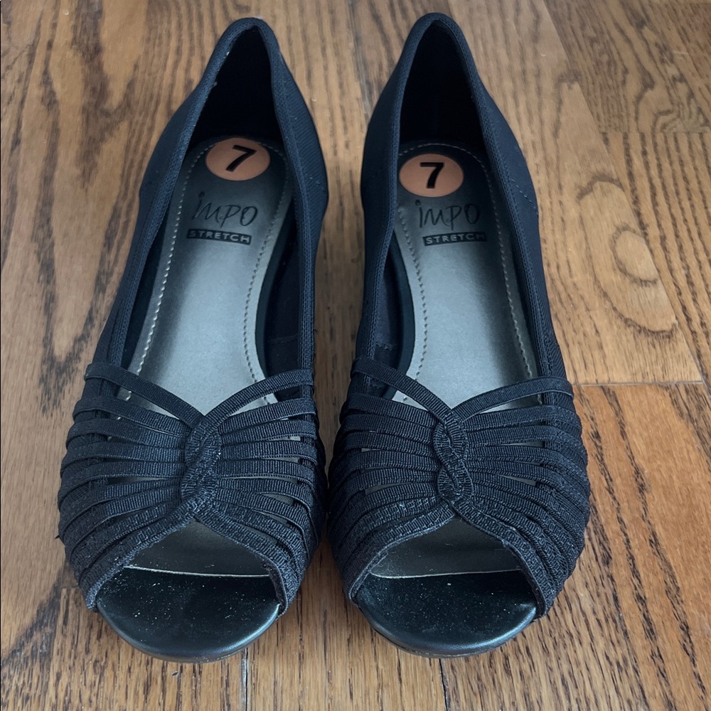 Impo Black Strappy Peep Toe